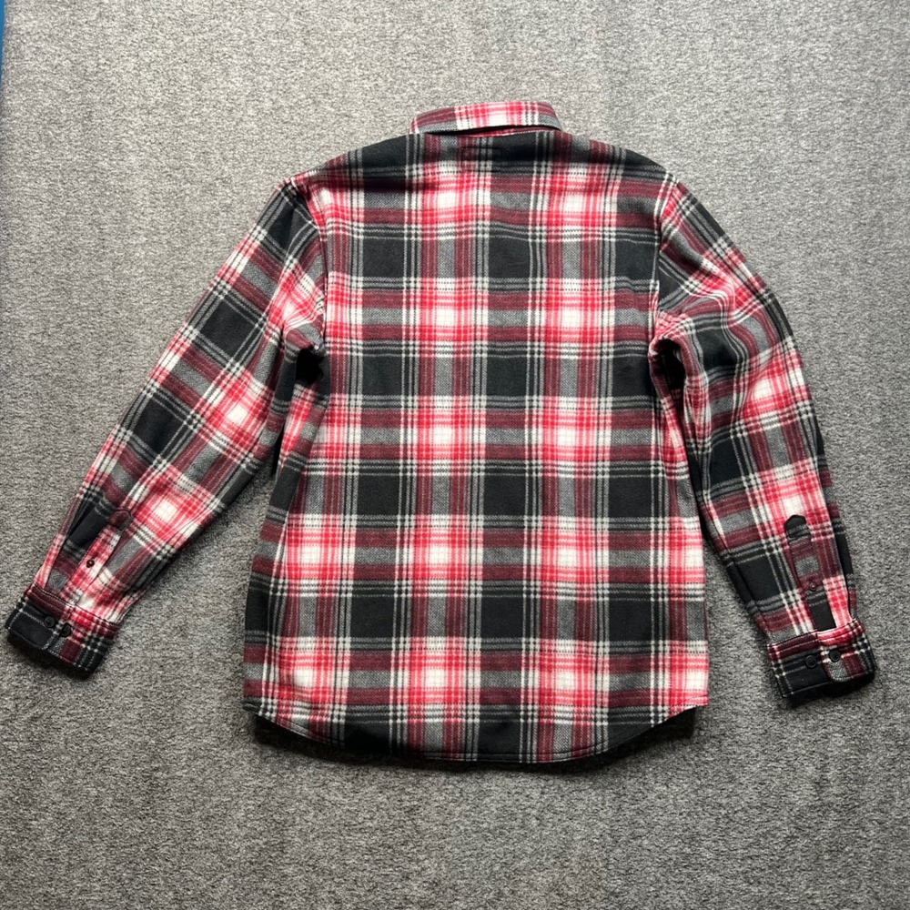 Wrangler Fleece Shirt Mens Medium Red Black Plaid Authentics Long Sleeve Button - Picture 2 of 16